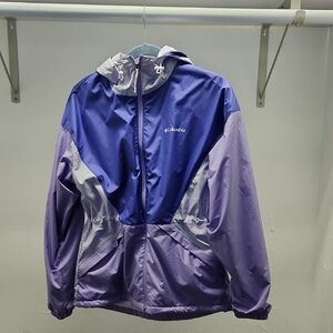 Womens Columbia Two-Tone Purple Wind Breaker Jacket Fleece Line Size Small